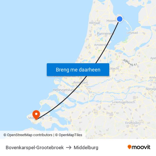 Bovenkarspel-Grootebroek to Middelburg map