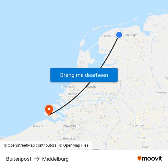 Buitenpost to Middelburg map