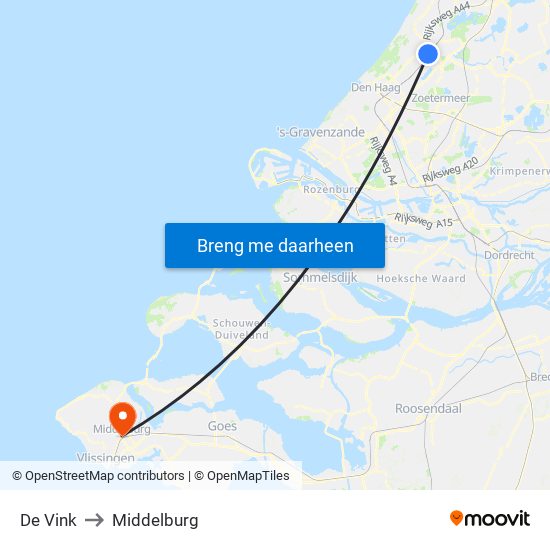 De Vink to Middelburg map