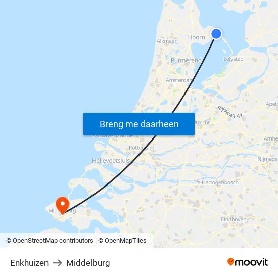 Enkhuizen to Middelburg map