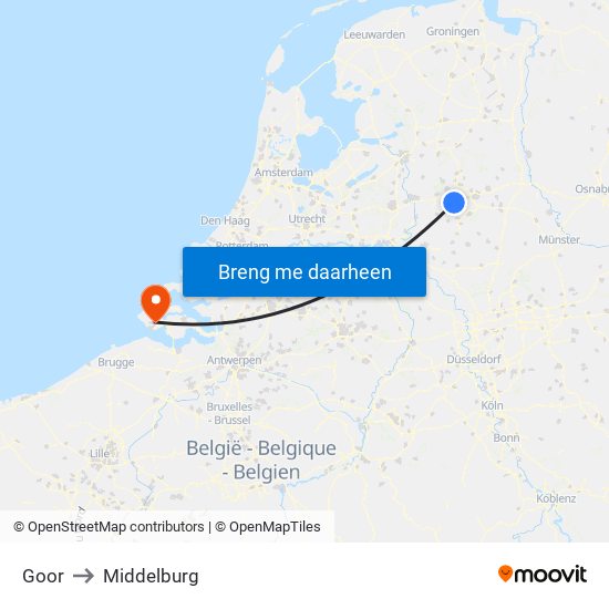 Goor to Middelburg map