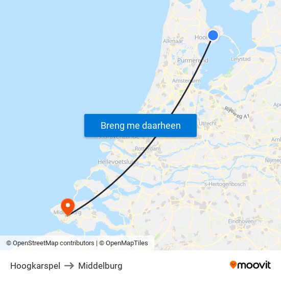 Hoogkarspel to Middelburg map
