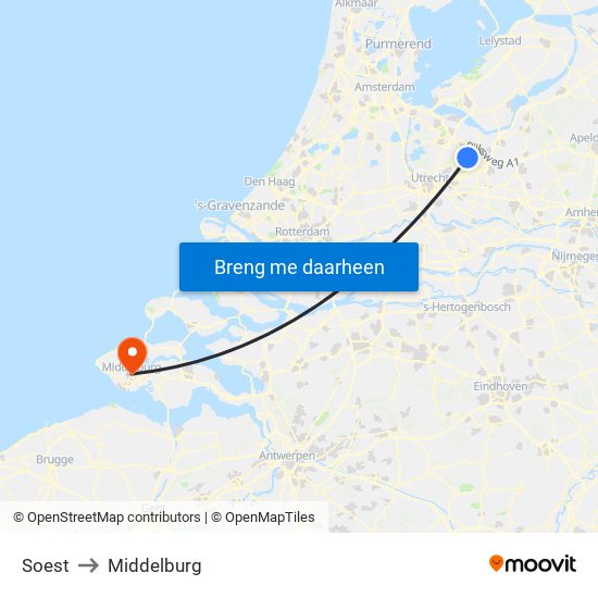 Soest to Middelburg map