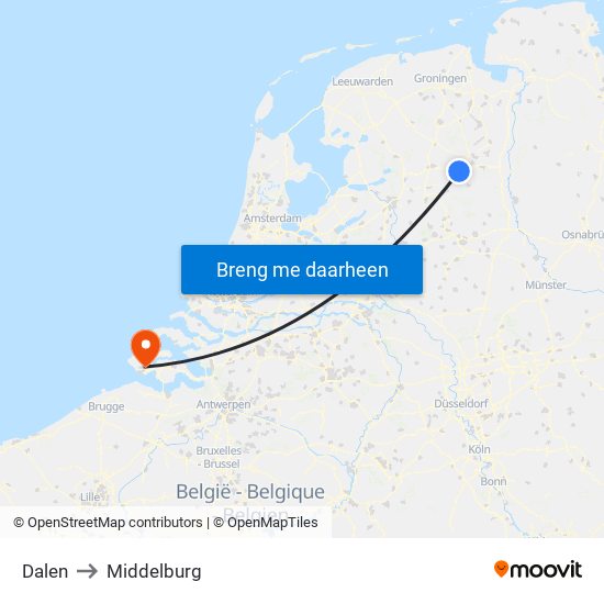 Dalen to Middelburg map