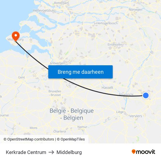 Kerkrade Centrum to Middelburg map