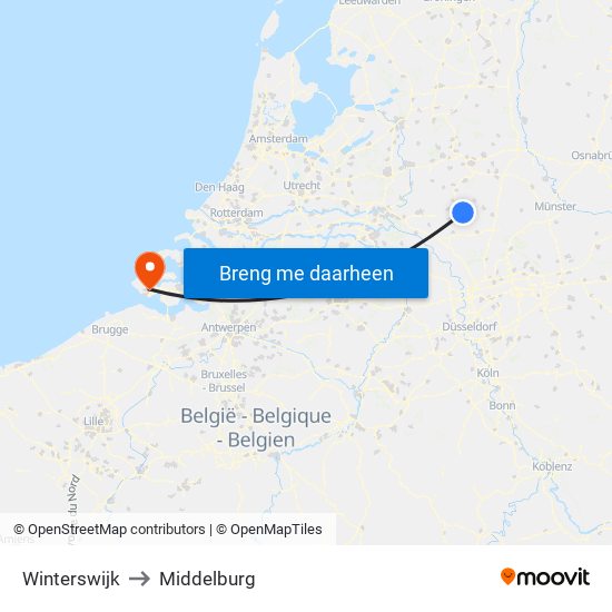 Winterswijk to Middelburg map