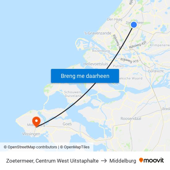 Zoetermeer, Centrum West Uitstaphalte to Middelburg map