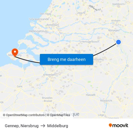 Gennep, Niersbrug to Middelburg map