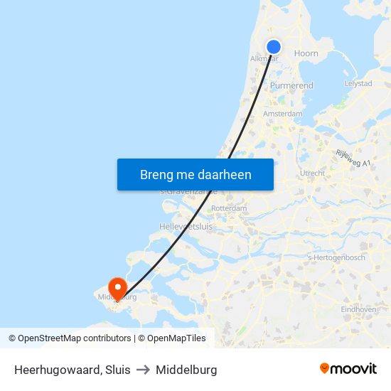 Heerhugowaard, Sluis to Middelburg map