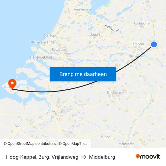 Hoog-Keppel, Burg. Vrijlandweg to Middelburg map