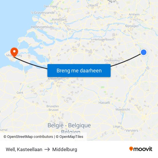 Well, Kasteellaan to Middelburg map