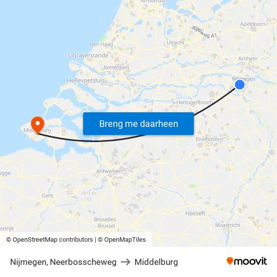 Nijmegen, Neerbosscheweg to Middelburg map