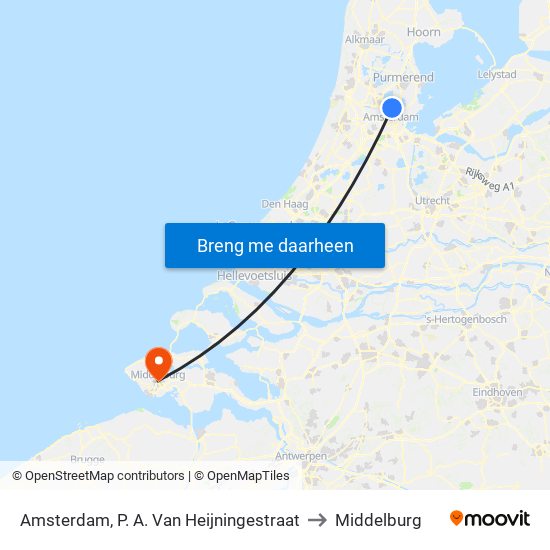 Amsterdam, P. A. Van Heijningestraat to Middelburg map
