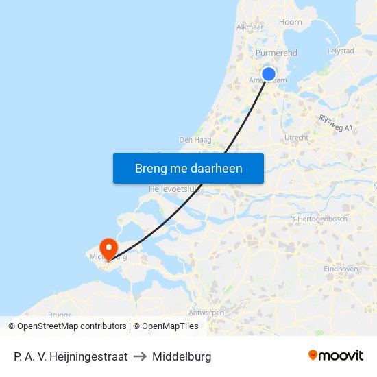 P. A. V. Heijningestraat to Middelburg map