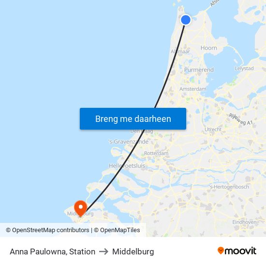 Anna Paulowna, Station to Middelburg map