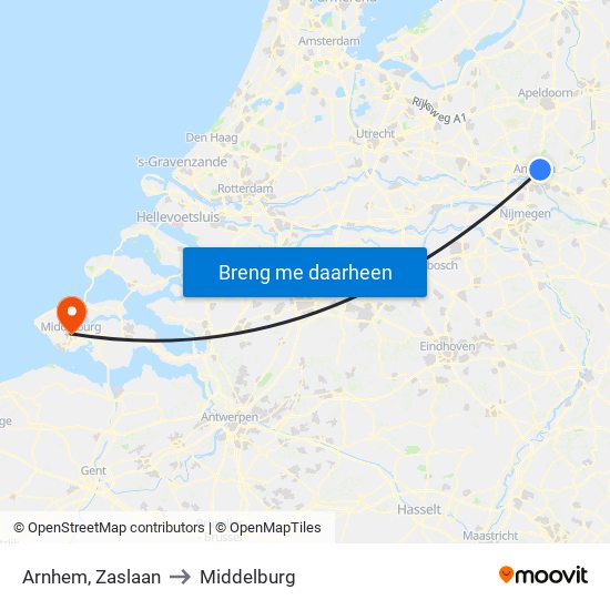 Arnhem, Zaslaan to Middelburg map