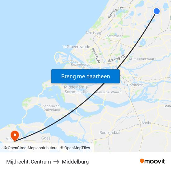 Mijdrecht, Centrum to Middelburg map