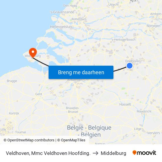 Veldhoven, Mmc Veldhoven Hoofding. to Middelburg map