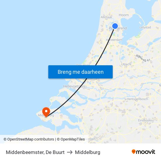 Middenbeemster, De Buurt to Middelburg map