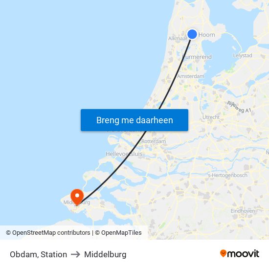 Obdam, Station to Middelburg map