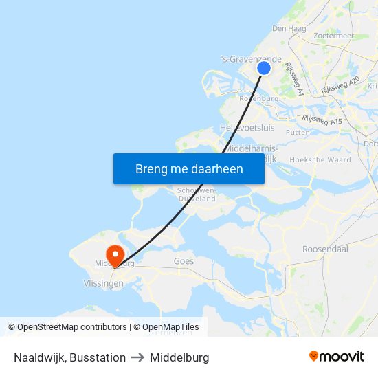 Naaldwijk, Busstation to Middelburg map