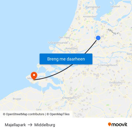 Majellapark to Middelburg map