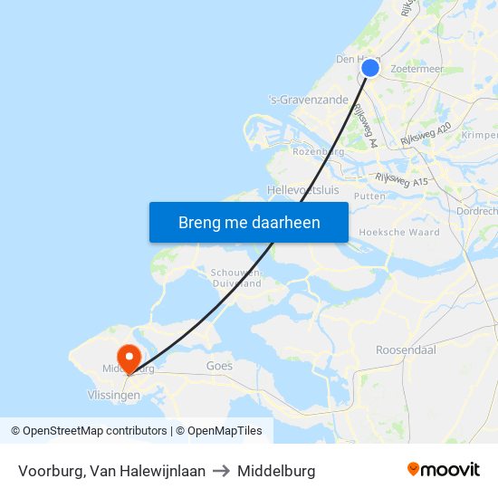 Voorburg, Van Halewijnlaan to Middelburg map