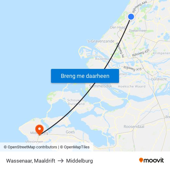 Wassenaar, Maaldrift to Middelburg map