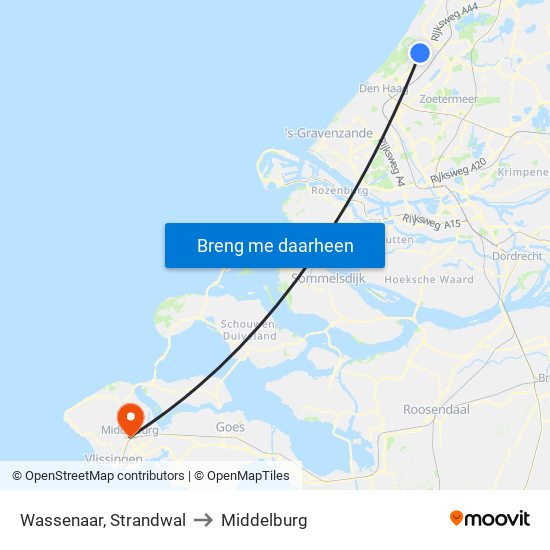 Wassenaar, Strandwal to Middelburg map