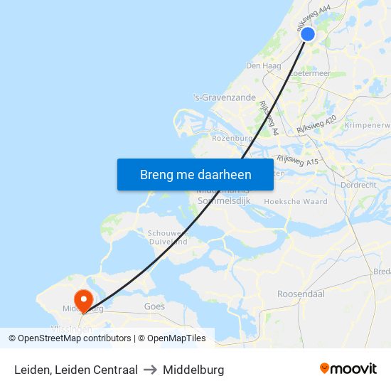 Leiden, Leiden Centraal to Middelburg map