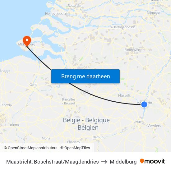 Maastricht, Boschstraat/Maagdendries to Middelburg map