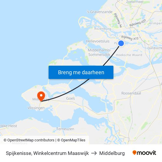 Spijkenisse, Winkelcentrum Maaswijk to Middelburg map