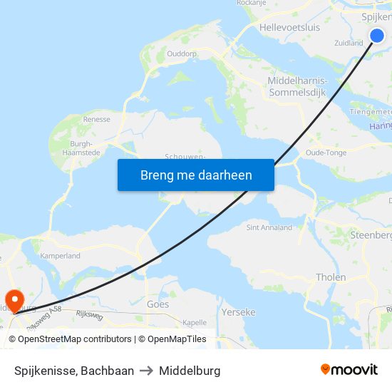 Spijkenisse, Bachbaan to Middelburg map