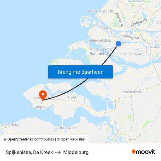 Spijkenisse, De Kreek to Middelburg map