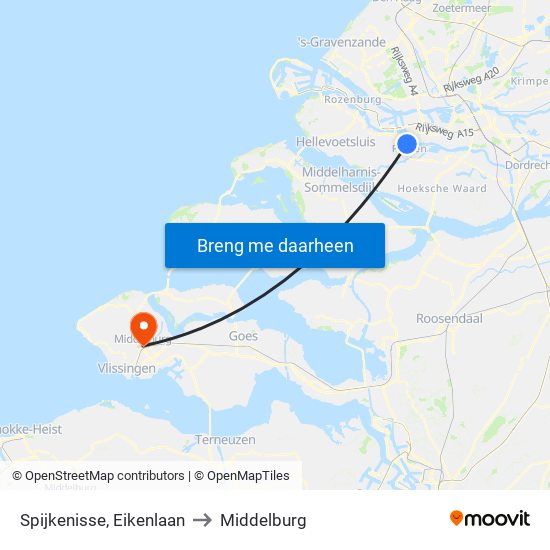 Spijkenisse, Eikenlaan to Middelburg map