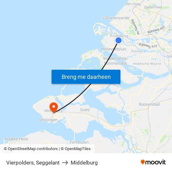 Vierpolders, Seggelant to Middelburg map