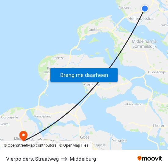 Vierpolders, Straatweg to Middelburg map