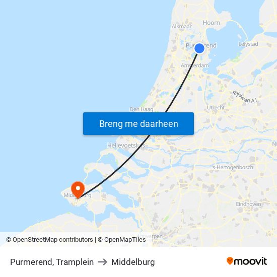 Purmerend, Tramplein to Middelburg map