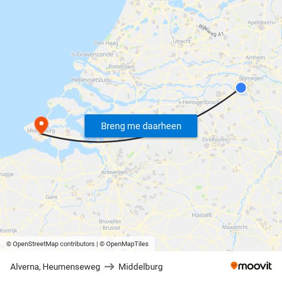 Alverna, Heumenseweg to Middelburg map