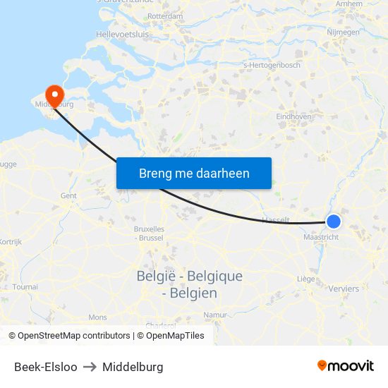 Beek-Elsloo to Middelburg map