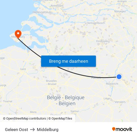 Geleen Oost to Middelburg map