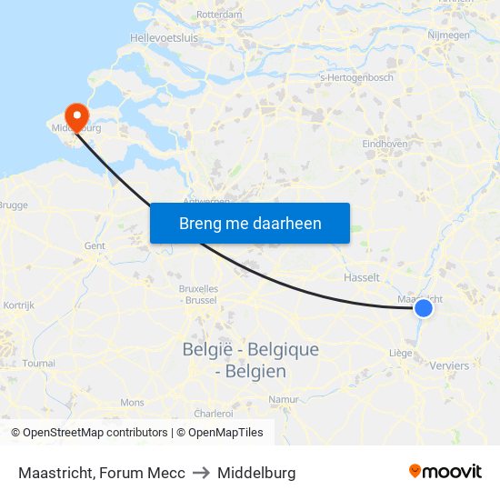 Maastricht, Forum Mecc to Middelburg map