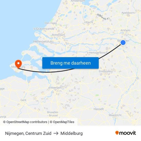 Nijmegen, Centrum Zuid to Middelburg map