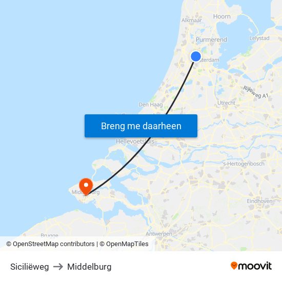 Siciliëweg to Middelburg map