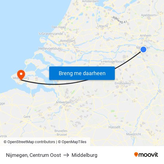 Nijmegen, Centrum Oost to Middelburg map