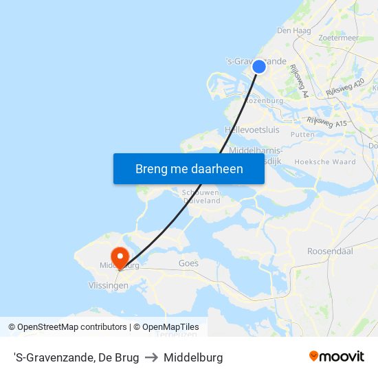 'S-Gravenzande, De Brug to Middelburg map