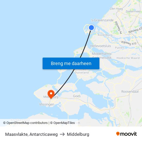 Maasvlakte, Antarcticaweg to Middelburg map