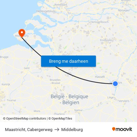 Maastricht, Cabergerweg to Middelburg map