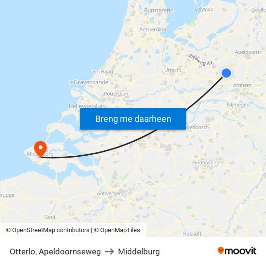 Otterlo, Apeldoornseweg to Middelburg map