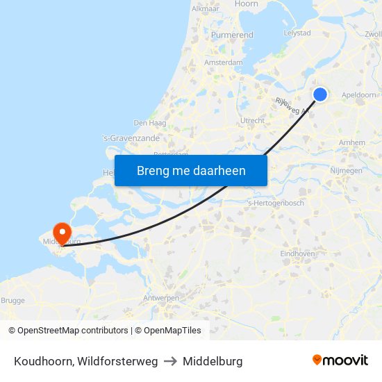 Koudhoorn, Wildforsterweg to Middelburg map